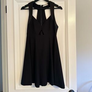 Alice Olivia Leather Cutout Cocktail Mini Dress
